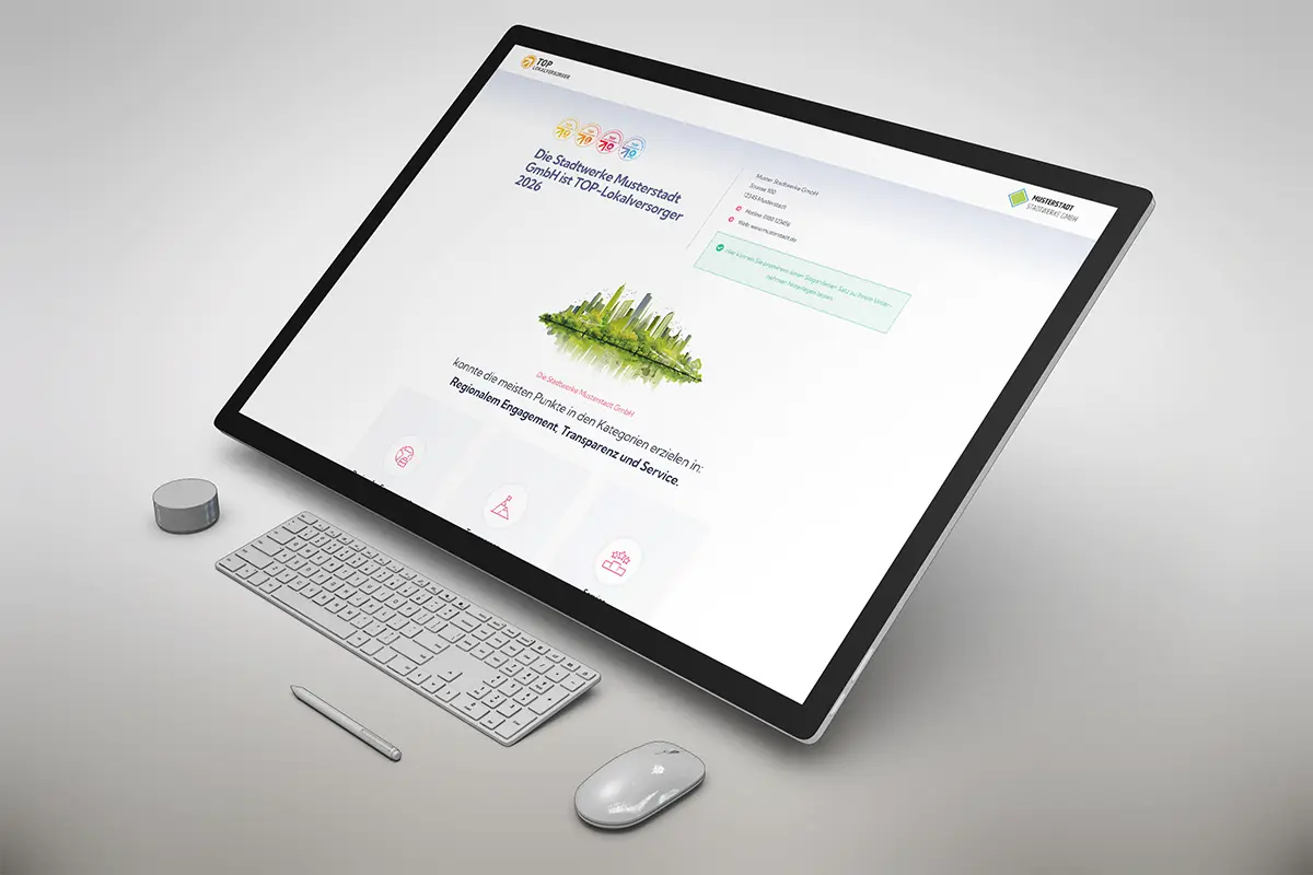 Ihre KI-optimierte Landingpage Individuelle Landingpage auf TOP-Lokalversorger
